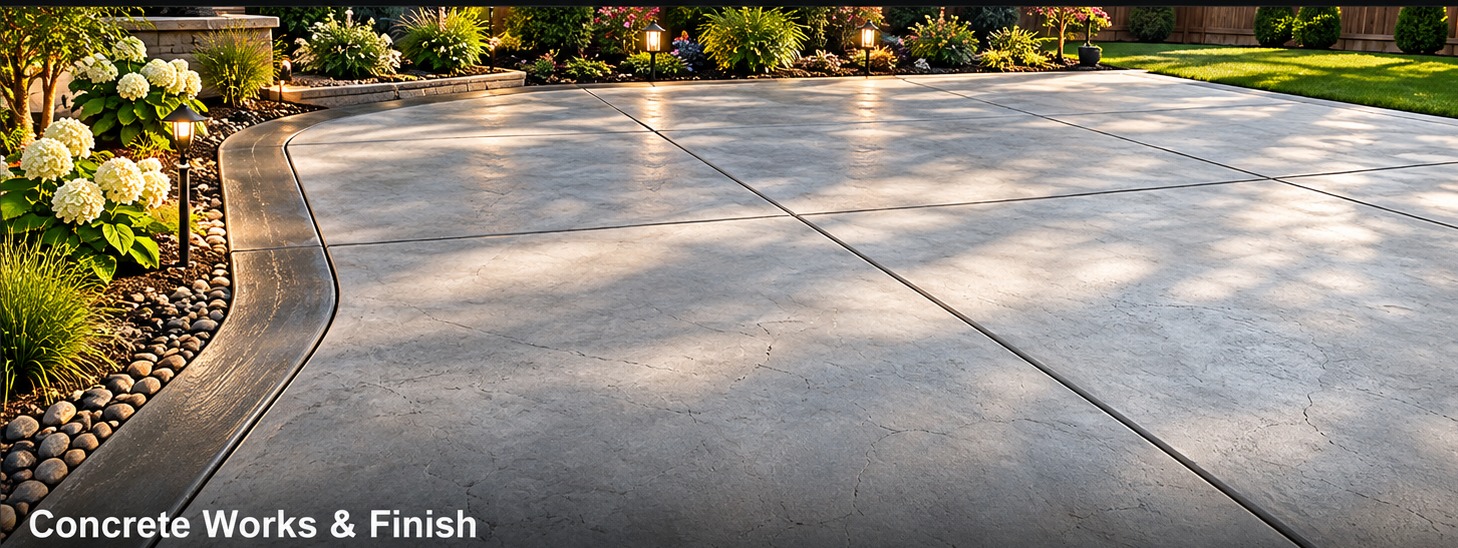 Landscaped curved concrete project by DCS